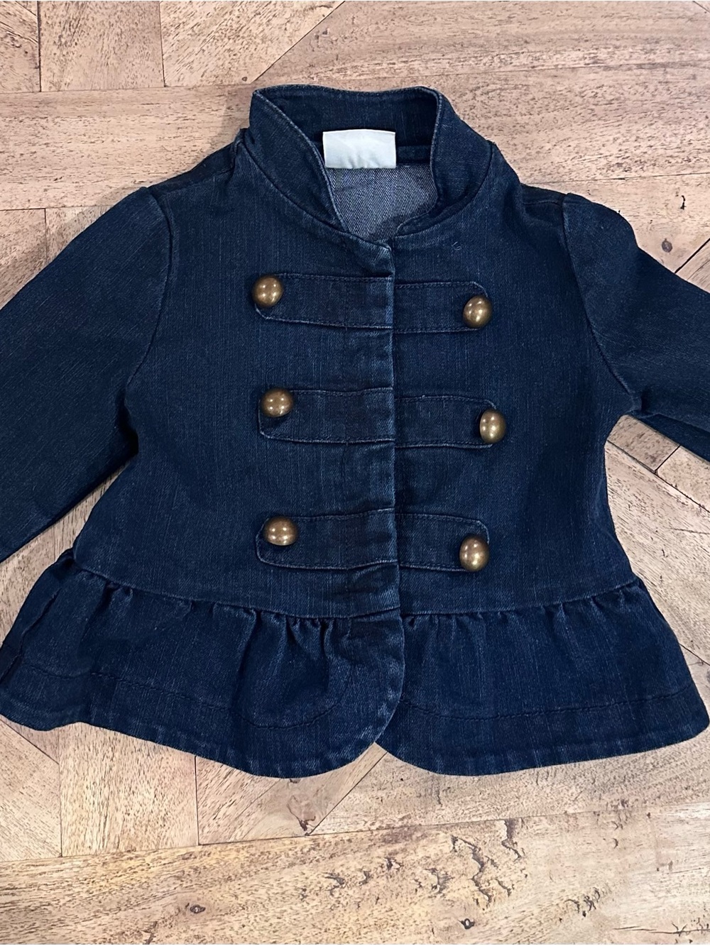 Crazy 8 Navy Peplum Military-Style Jean Jacket